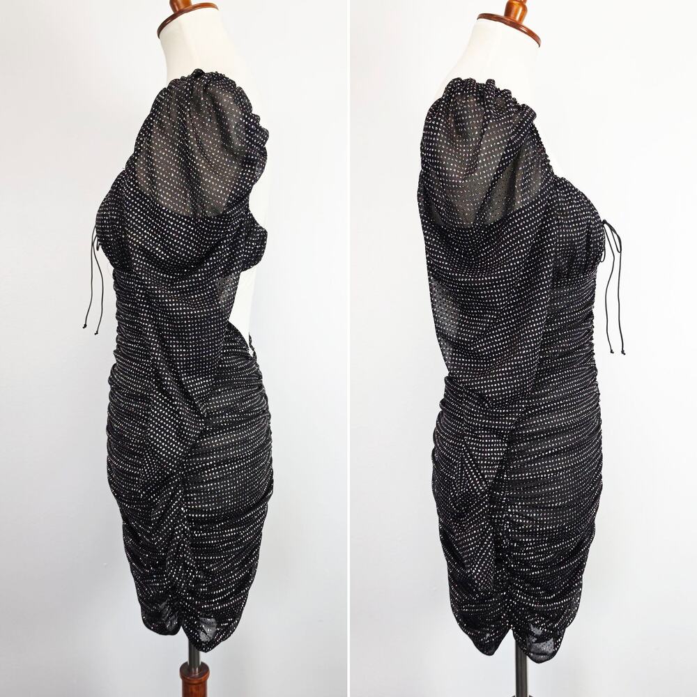 For Love & Lemons All That Glitters Bodycon Rhinestone Ruched Mini Dress S - Picture 4 of 11